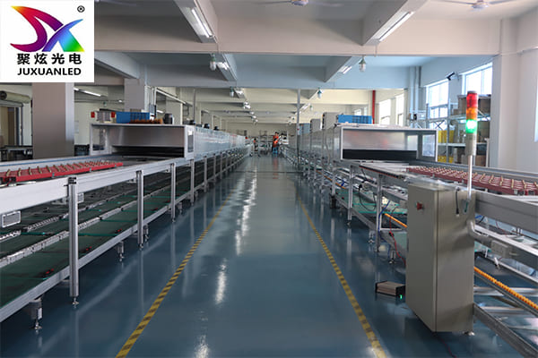 A clean and organized factory production line
